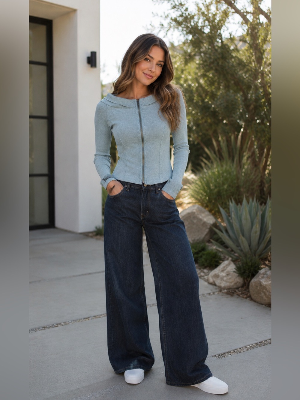 We The Free Grey Zip Front Ribbed Cardigan | Size Small